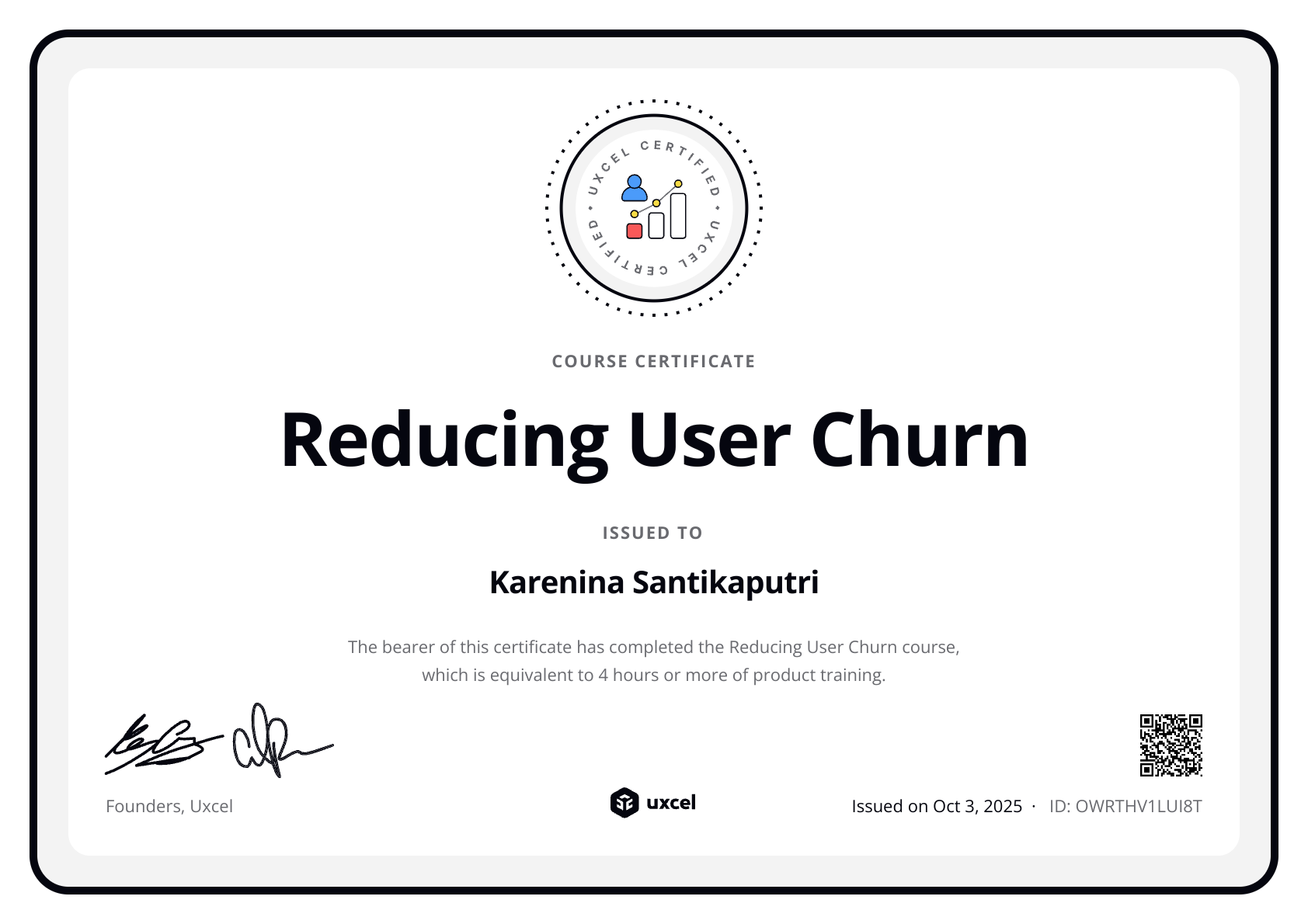 Karenina Santikaputri's certificate